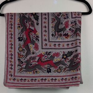 Elegant Laurel Silk & Wool Multicolor Patterned Square Scarf Vintage Wrap NWT